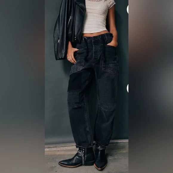 Free People x We The Free Moxie Barrel Jeans In Nighthawk - Picture 7 of 16